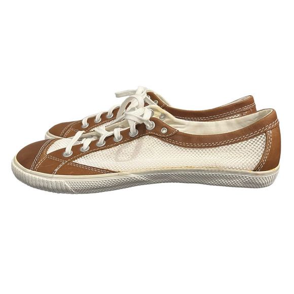 NWOB Tretorn Gullwing Mesh Cotton Net Sneaker Lace Up Brown White Womens Size 10 - Picture 2 of 8